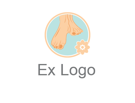 manicured feet and flower in circle spa logo