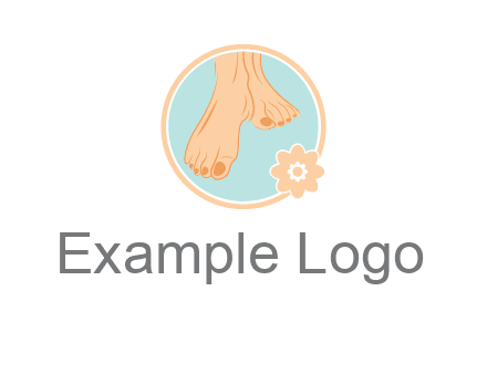 manicured feet and flower in circle spa logo