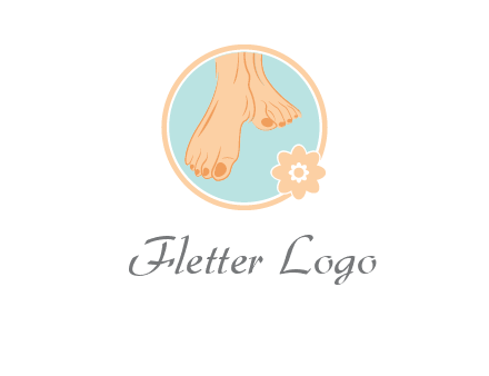 manicured feet and flower in circle spa logo