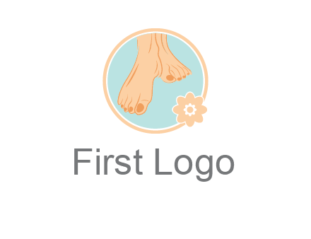 manicured feet and flower in circle spa logo