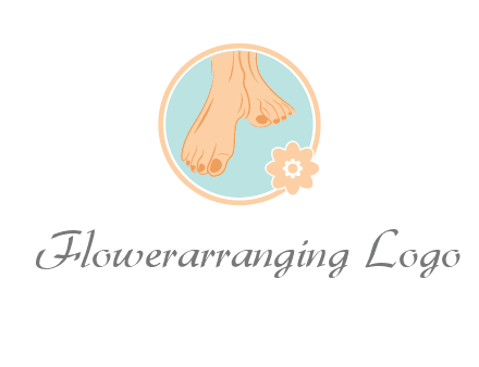 manicured feet and flower in circle spa logo
