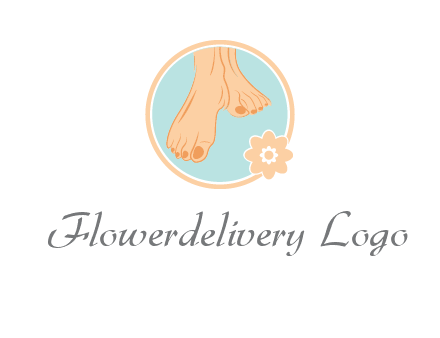 manicured feet and flower in circle spa logo