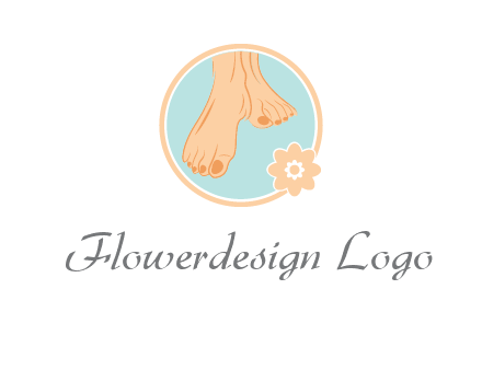 manicured feet and flower in circle spa logo