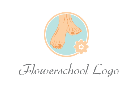 manicured feet and flower in circle spa logo