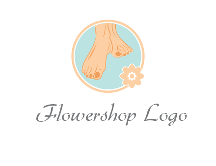 manicured feet and flower in circle spa logo