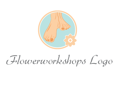 manicured feet and flower in circle spa logo
