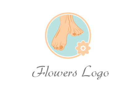 manicured feet and flower in circle spa logo
