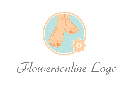 manicured feet and flower in circle spa logo