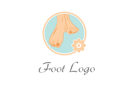 manicured feet and flower in circle spa logo