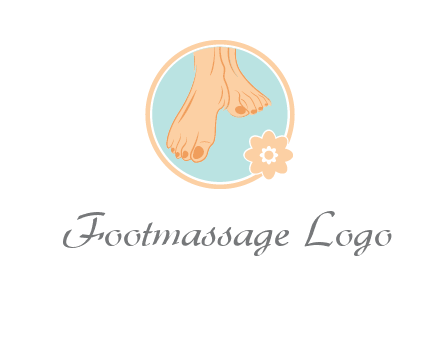 manicured feet and flower in circle spa logo