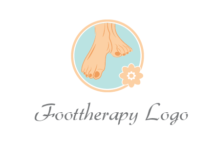 manicured feet and flower in circle spa logo