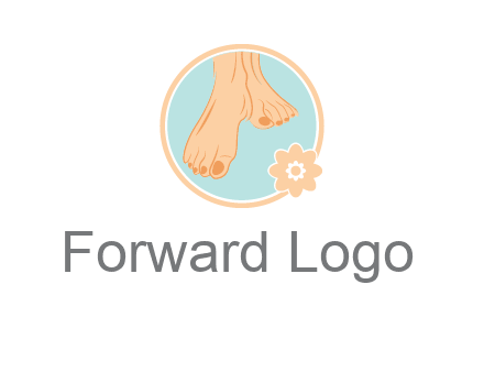 manicured feet and flower in circle spa logo