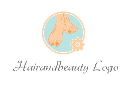 manicured feet and flower in circle spa logo