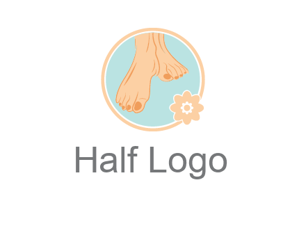 manicured feet and flower in circle spa logo
