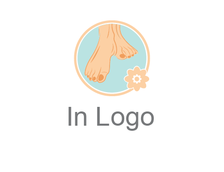 manicured feet and flower in circle spa logo