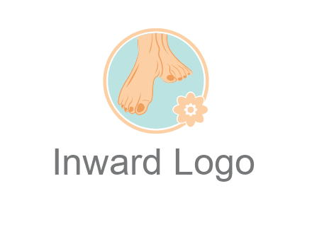 manicured feet and flower in circle spa logo
