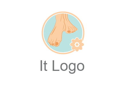 manicured feet and flower in circle spa logo