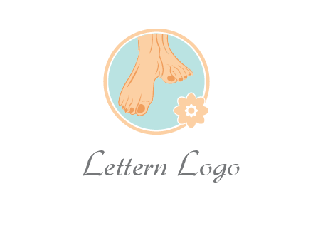manicured feet and flower in circle spa logo