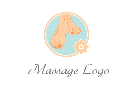 manicured feet and flower in circle spa logo
