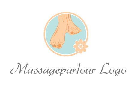 manicured feet and flower in circle spa logo
