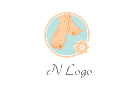 manicured feet and flower in circle spa logo