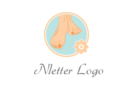 manicured feet and flower in circle spa logo
