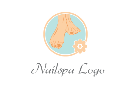 manicured feet and flower in circle spa logo