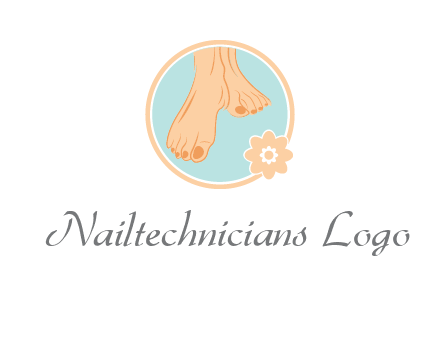 manicured feet and flower in circle spa logo