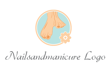 manicured feet and flower in circle spa logo