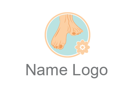 manicured feet and flower in circle spa logo