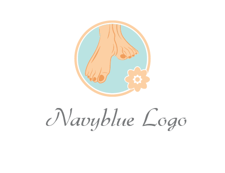 manicured feet and flower in circle spa logo