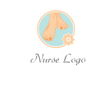 manicured feet and flower in circle spa logo