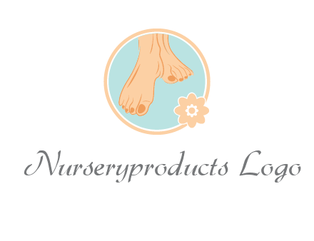 manicured feet and flower in circle spa logo