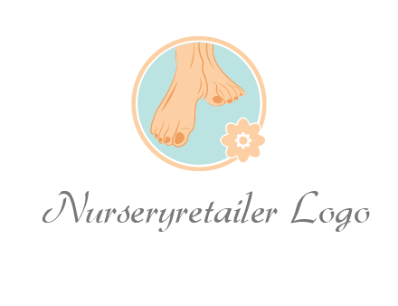 manicured feet and flower in circle spa logo