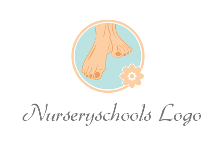 manicured feet and flower in circle spa logo