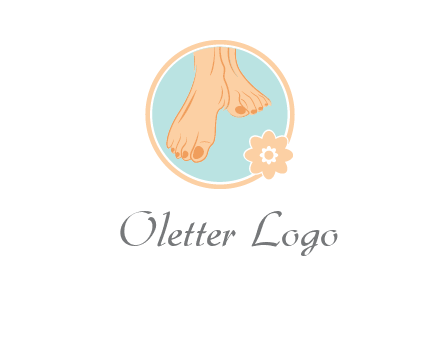 manicured feet and flower in circle spa logo