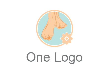 manicured feet and flower in circle spa logo