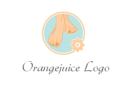 manicured feet and flower in circle spa logo