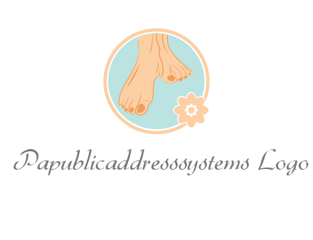 manicured feet and flower in circle spa logo