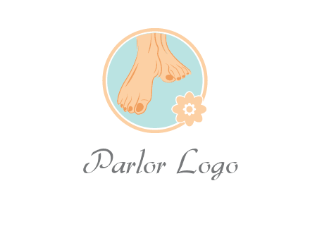 manicured feet and flower in circle spa logo