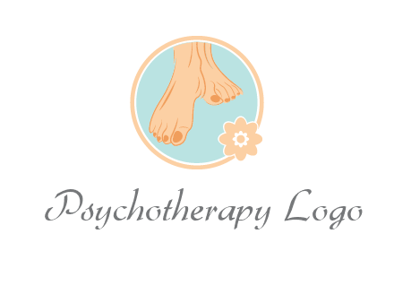 manicured feet and flower in circle spa logo