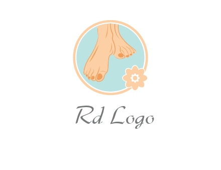 manicured feet and flower in circle spa logo