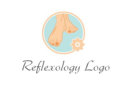 manicured feet and flower in circle spa logo