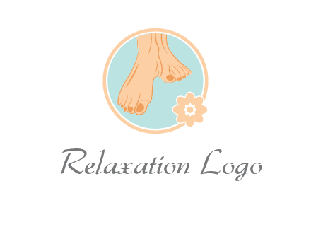 manicured feet and flower in circle spa logo