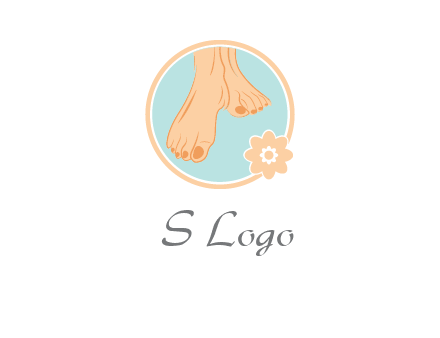 manicured feet and flower in circle spa logo