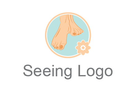 manicured feet and flower in circle spa logo