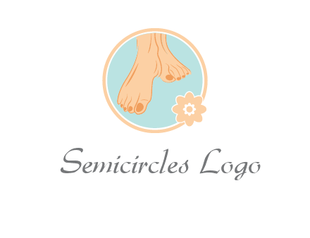 manicured feet and flower in circle spa logo
