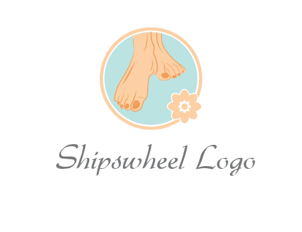 manicured feet and flower in circle spa logo