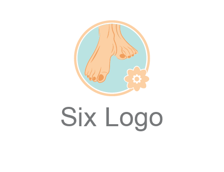 manicured feet and flower in circle spa logo