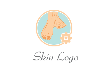 manicured feet and flower in circle spa logo
